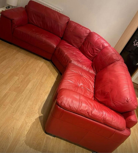 Red leather corner sofa - red,