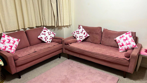 Pink fabric corner sofa - pink,