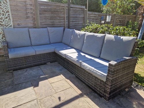 Rattan grey garden seater - rattan,