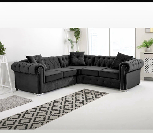 Black velvet chesterfield - velvet,