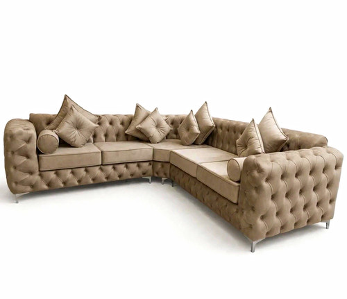Taupe velvet shape - velvet, l-shape
