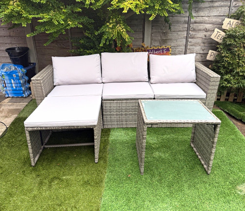 Grey rattan wicker 3pc corner - rattan/wicker,