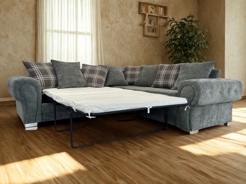 Grey corner sofa bed with - corner,