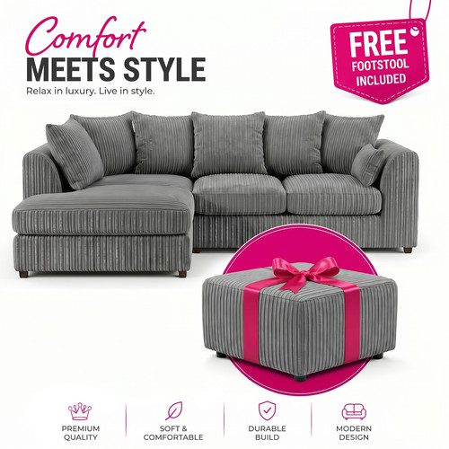 Corner sofa jumbo cord 3 - corner, &