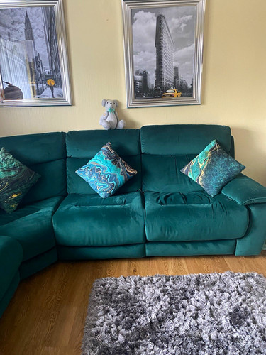 Dfs green velour - corner, sofa