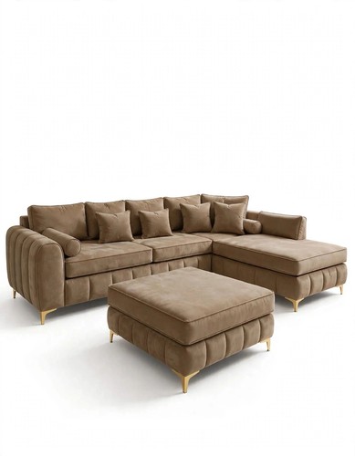 Taupe beige velvet shaped - beige,
