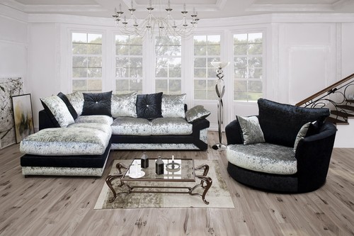 Crushed velvet corner sofa - velvet,