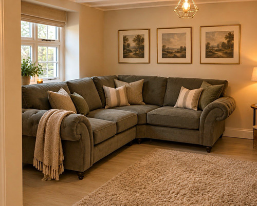 Large grey chesterfield corner - grey,