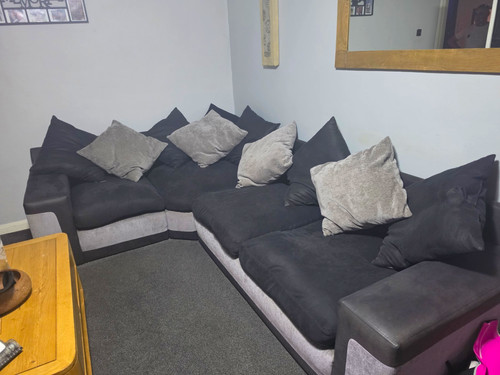 Grey black faux suede corner - grey/black,