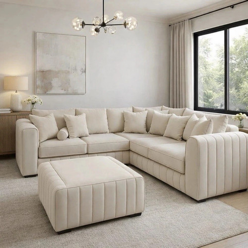 Lilly corner sofa cream plush - cream,