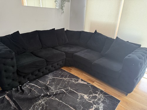 Black tufted corner sofa - black,