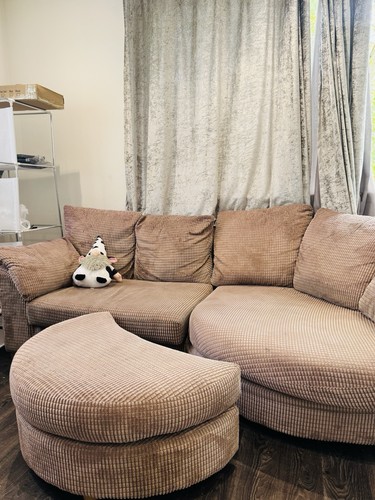 Brown fabric corner sofa with - fabric,
