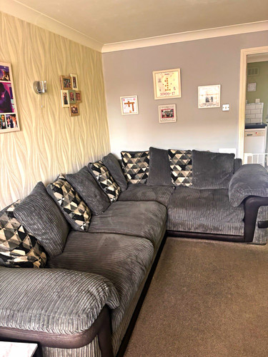 Grey corduroy corner - corduroy, sectional