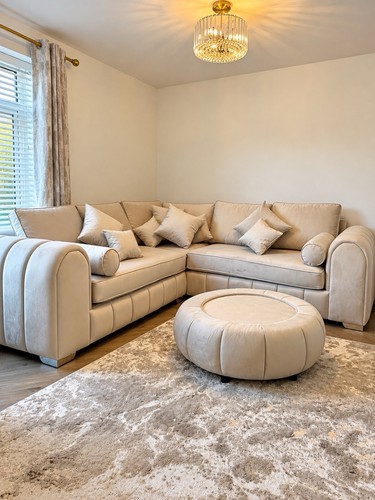 Cream beige velvet corner sofa - corner,