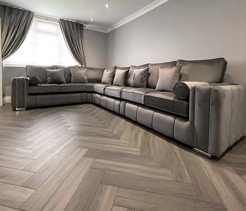 Luxury grey velvet corner - luxury, sofa