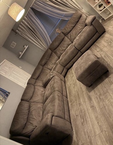 Grey suede corner sofa - grey,
