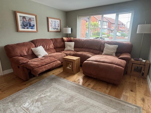 Brown fabric corner reclining - corner,