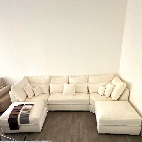 Cream corner sectional sofa - sofa, w/
