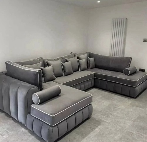 Plush grey corner - plush, sofa