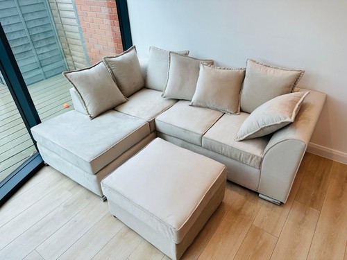 Beige velvet corner - beige, with