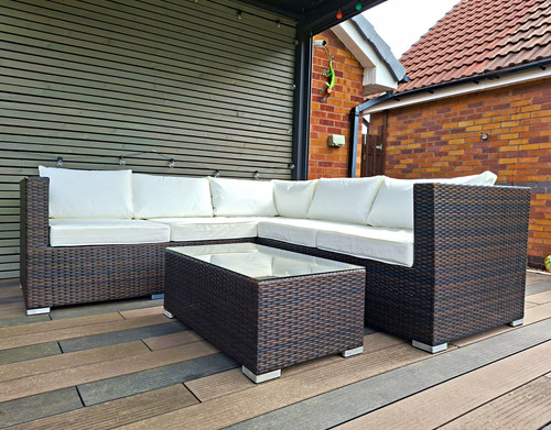 Brown rattan effect corner - brown,